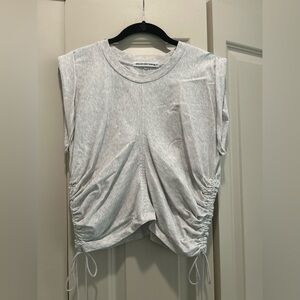 Alexander Wang Light Gray Ruched Short Sleeve Top